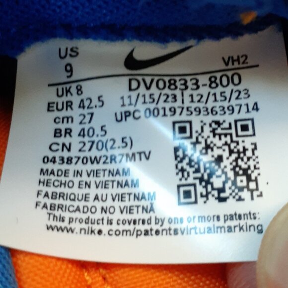 Size 9 Dunk Low Knicks Blue and Orange Nike Sneakers DV0833-800 - Picture 8 of 9